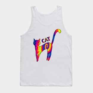 Tie Dye Cat Modelling Tank Top